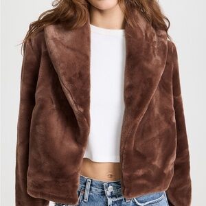 NWOT BLANK NYC Faux Fur Espresso Martini Brown Chocolate Jacket Coat XS